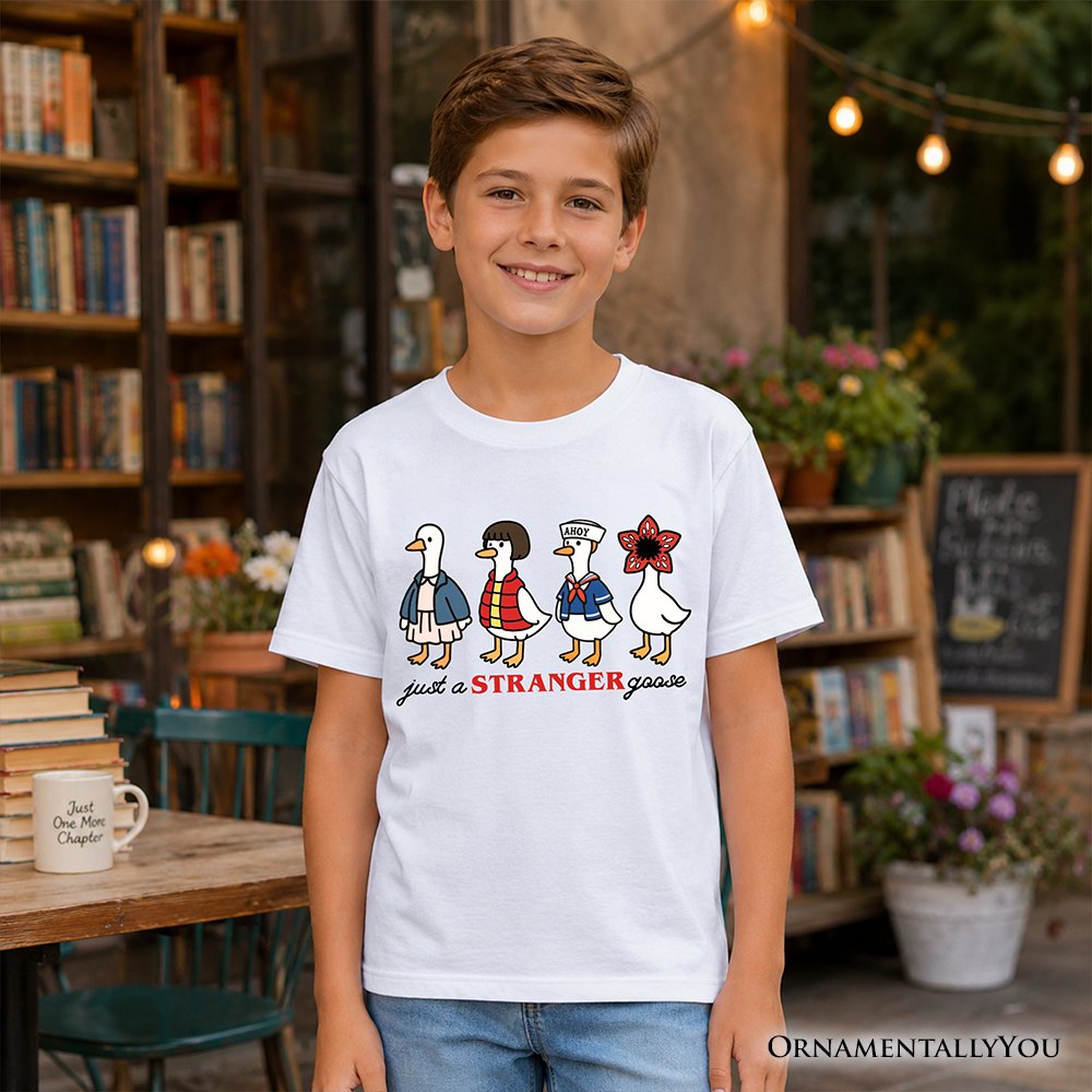 Kids Just a Stranger Goose T-Shirt, Funny Retro Youth Tee Kid's T-Shirts OrnamentallyYou 