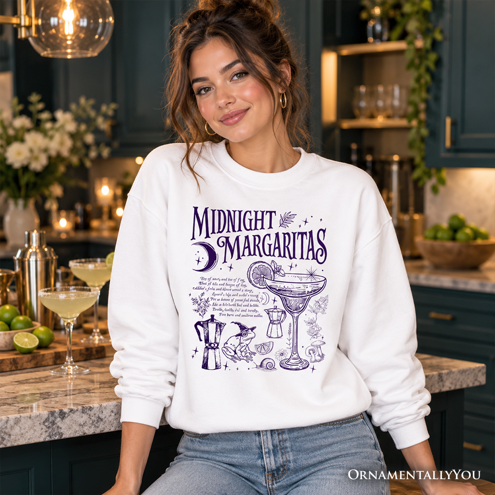 Midnight Margaritas Halloween Sweatshirt, Whimsical Sweater for Drinking Witches