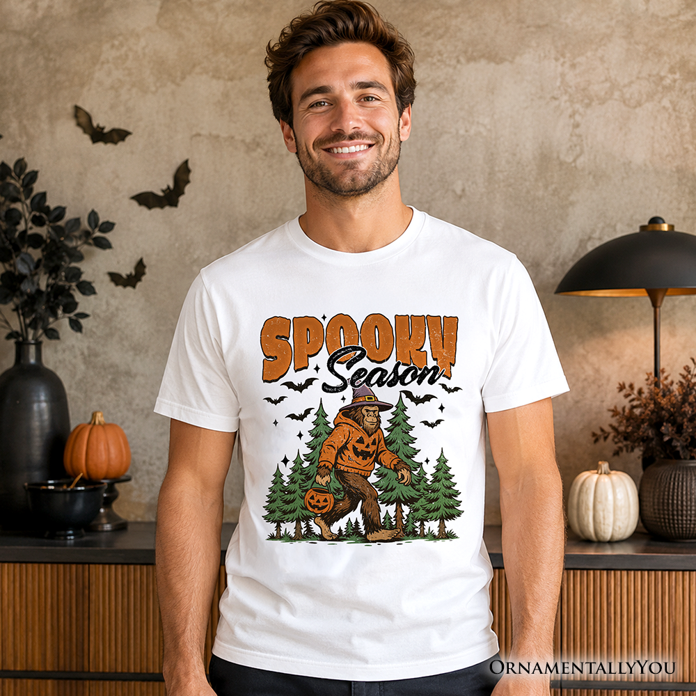 Spooky Season Bigfoot T-Shirt, Halloween Sasquatch Pumpkin Tee