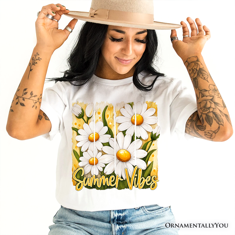 Summer Vibes Daisy Brushstroke Flowers T-Shirt, Aesthetic Tee