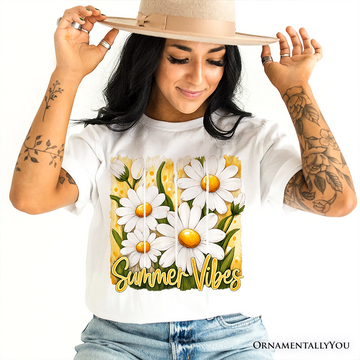 Summer Vibes Daisy Brushstroke Flowers T-Shirt, Aesthetic Tee