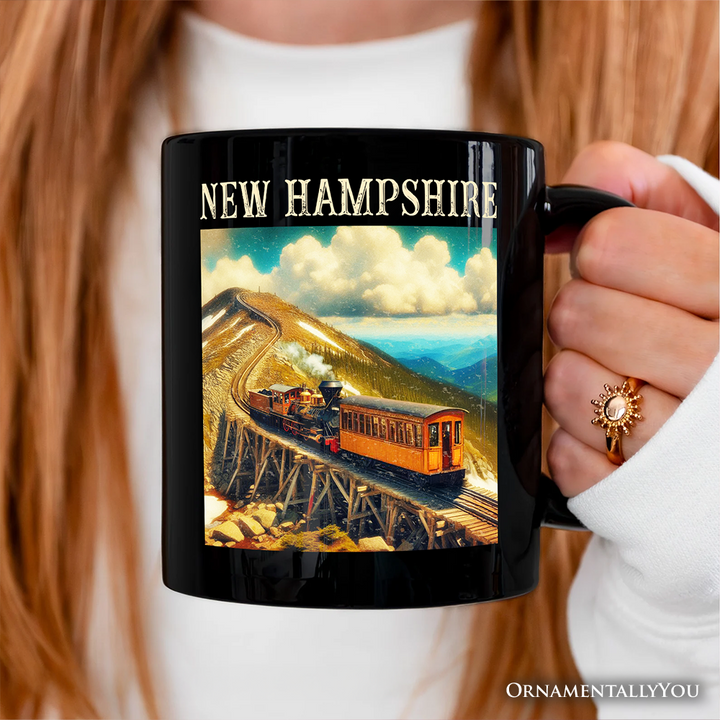 Scenic New Hampshire State Mount Washington Cog Railway Personalized Mug, American Northeast Landmark Gift and Souvenir with Custom Name