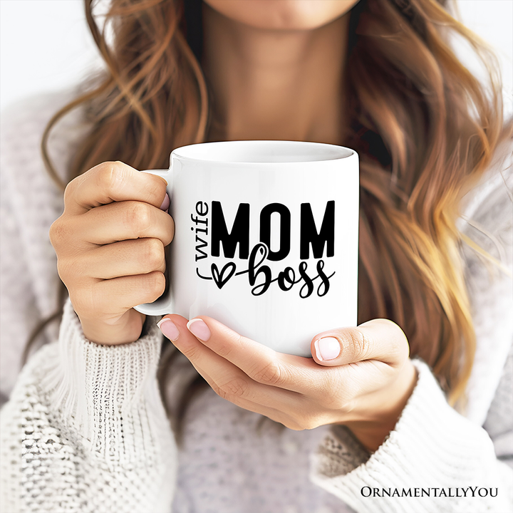 Wife Mom Boss Personalized Mug, Empowered Gift for Mothers with Custom Name