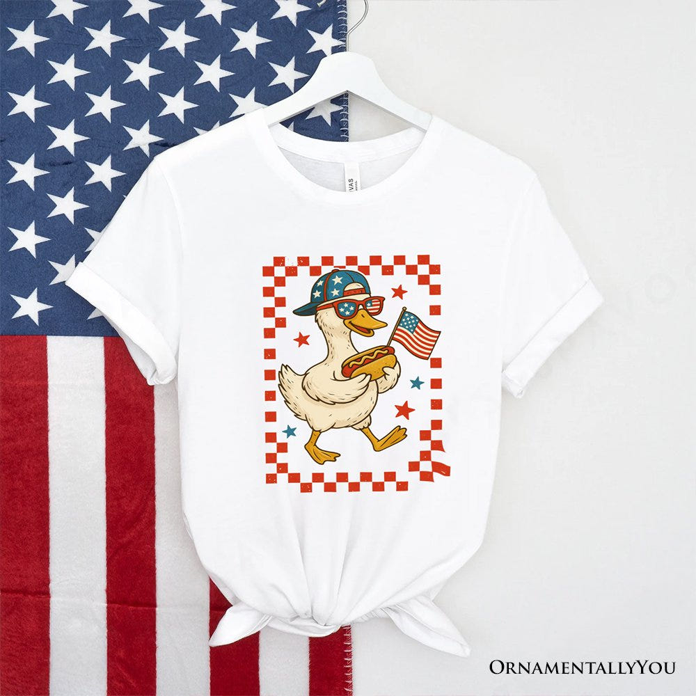 4th of July Patriotic Duck T-Shirt, Funny Independence Day Tee T-Shirts OrnamentallyYou White XS 