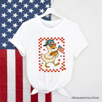 4th of July Patriotic Duck T-Shirt, Funny Independence Day Tee T-Shirts OrnamentallyYou White XS 