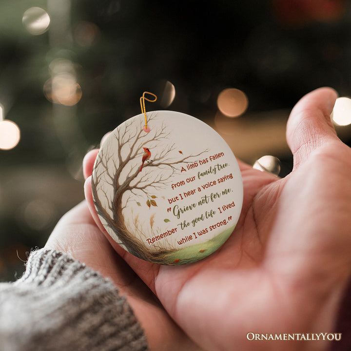 A Life Well-Lived Memorial Tree Ornament, Cherished Family Christmas Keepsake Ceramic Ornament OrnamentallyYou 