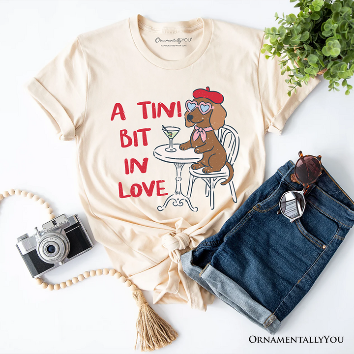 A Tini Bit In Love Dachshund Valentine T-Shirt, Funny Galentine Tee