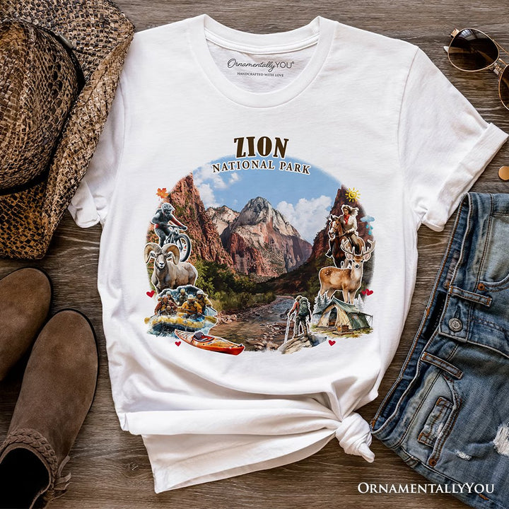 Adventurous Zion National Park Ornament, Utah Scenic Landmarks Tee and Souvenir T-Shirts OrnamentallyYou White XS 