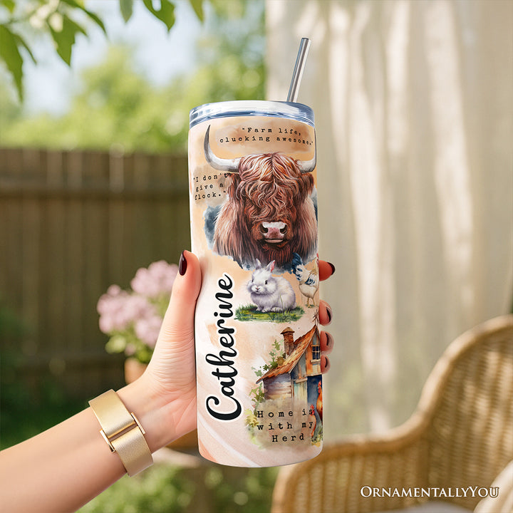 Agricultural Dream 20oz Personalized Tumbler With Lid and Stainless Steel Straw, Farm Life Quotes Gift Cup