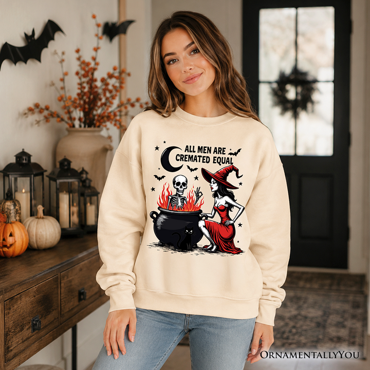 All Men Are Cremated Equal Halloween Sweatshirt, Funny Witch Sweater