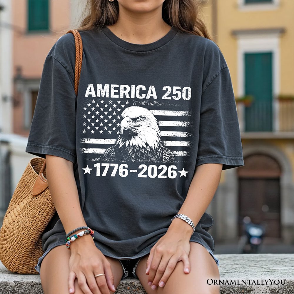 America 250 Freedom Flag Eagle T-Shirt, 4th of July USA Patriotic 1776–2026 Tee T-Shirts OrnamentallyYou 