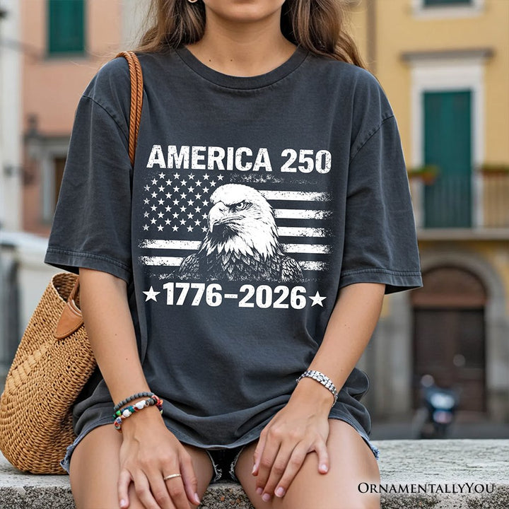 America 250 Freedom Flag Eagle T-Shirt, 4th of July USA Patriotic 1776–2026 Tee T-Shirts OrnamentallyYou 