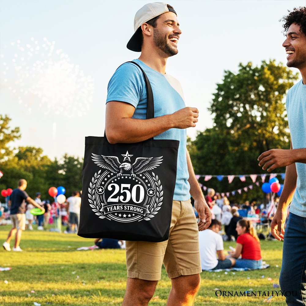 America 250 Years Strong Eagle Tote Bag, 4th of July USA Patriotic 1776–2026 Gift Shopper Tote Bag OrnamentallyYou 