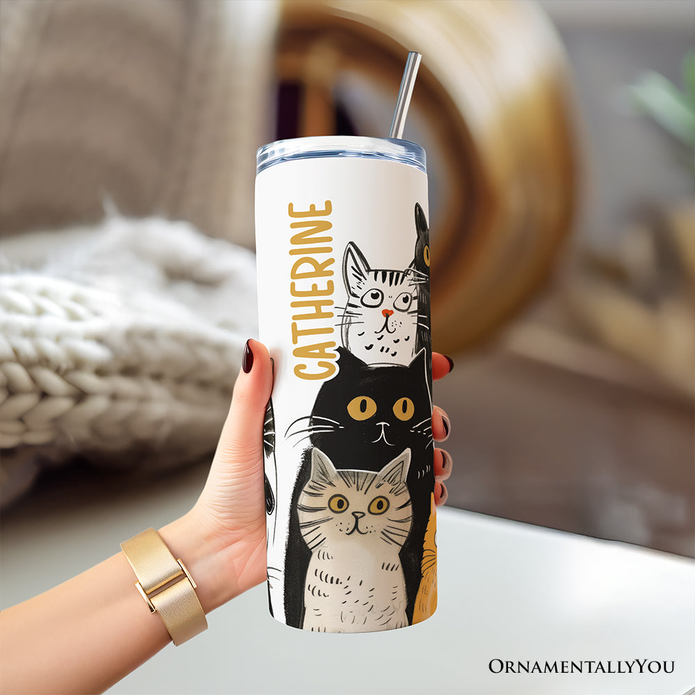 Animal Rescue Cat 20oz Personalized Tumbler With Lid and Stainless Steel Straw, Shelter Supporter Gift Cup