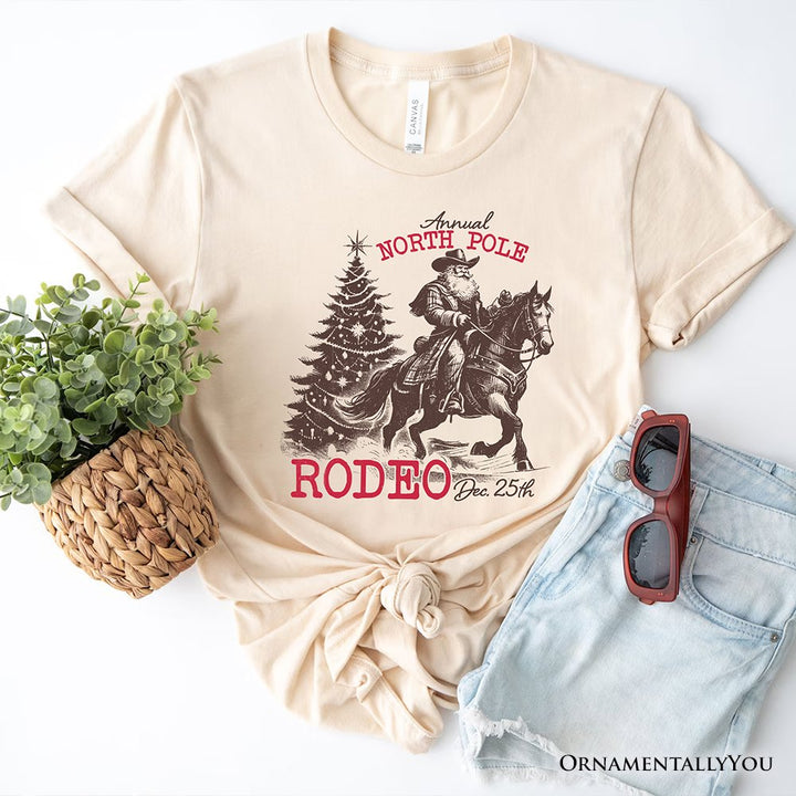 Annual North Pole Rodeo T-Shirt, Funny Cowboy Santa Christmas Tee for Country Lovers T-Shirts OrnamentallyYou Natural XS 