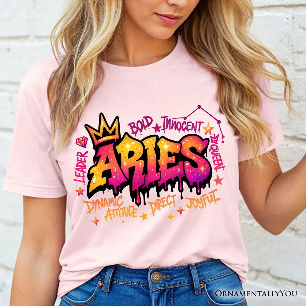 Aries Graffiti Zodiac T-Shirt, Street Style Astrology Horoscope Tee