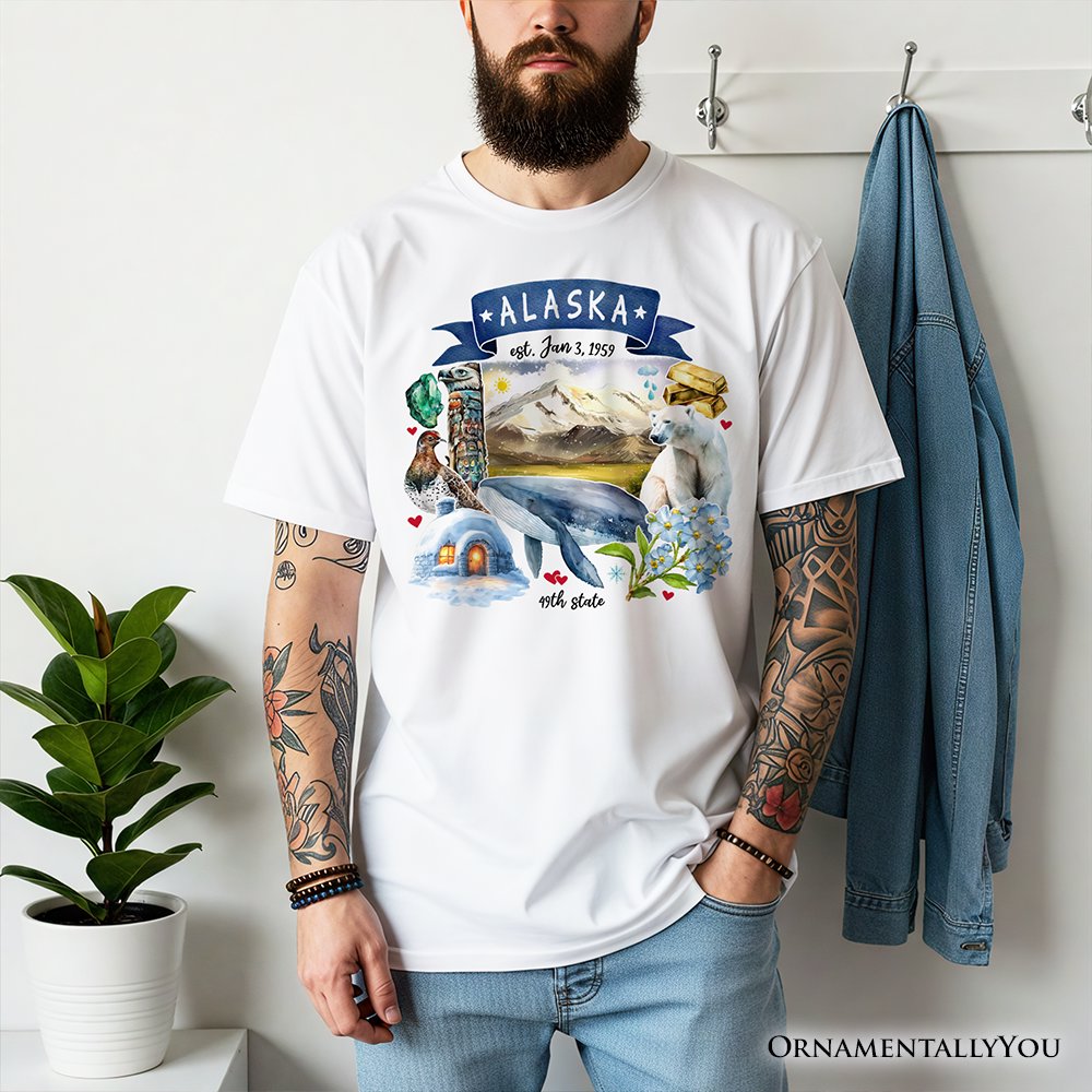 Artistic Alaska State Themes and Landmarks T-Shirt, Tee for History and Travel Lovers T-Shirts OrnamentallyYou 