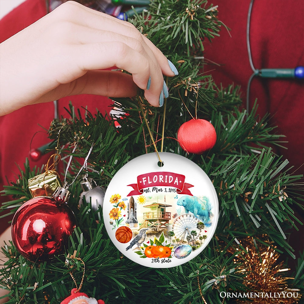 Artistic Florida State Themes and Landmarks Christmas Ornament Ceramic Ornament OrnamentallyYou 