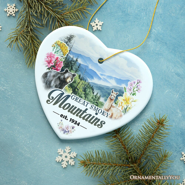 Artistic Great Smoky Mountains Ornament, Ceramic Tennessee Travel Souvenir and Gift Ceramic Ornament OrnamentallyYou 