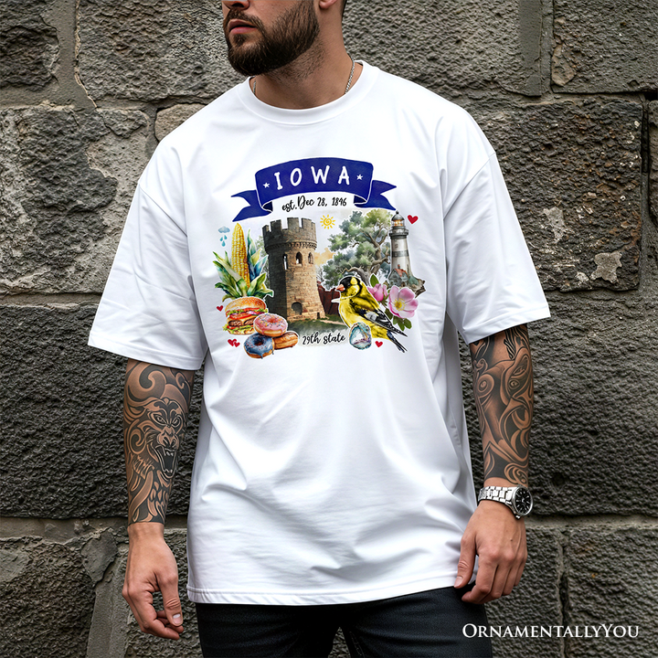 Artistic Iowa State Themes and Landmarks T-Shirt, Tee for History and Travel Lovers
