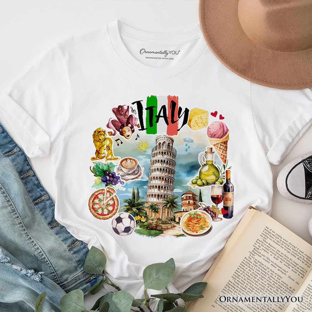 Artistic Italy Landmarks T-Shirt, Italian Tee and Souvenir T-Shirts OrnamentallyYou White XS 