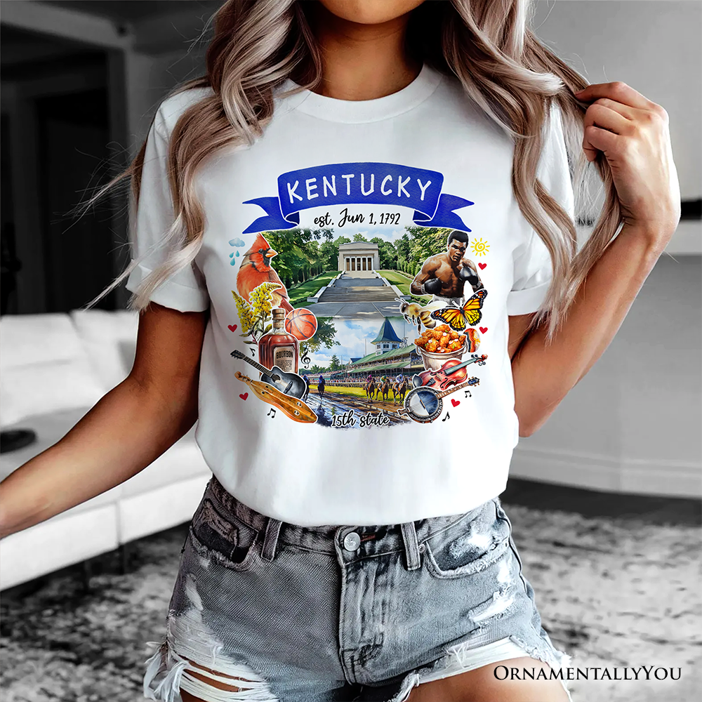 Artistic Kentucky State Themes and Landmarks T-Shirt, Tee for History and Travel Lovers