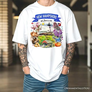 Artistic New Hampshire State Themes and Landmarks T-Shirt, Tee for History and Travel Lovers T-Shirts OrnamentallyYou 