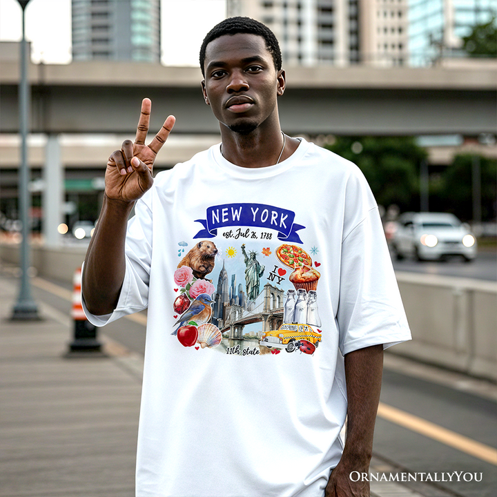 Artistic New York State Themes and Landmarks T-Shirt, Tee for History and Travel Lovers