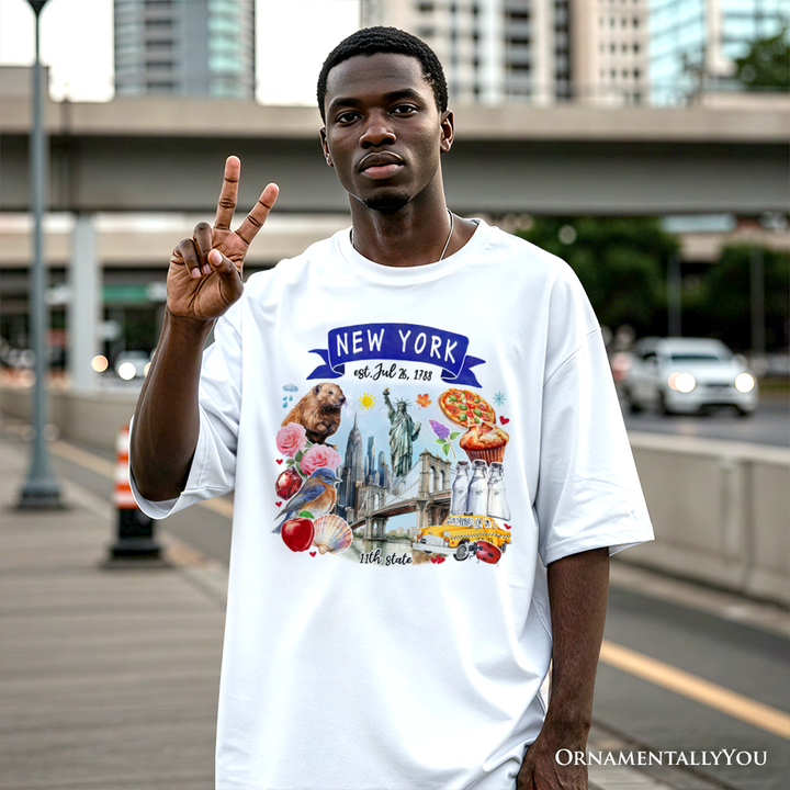 Artistic New York State Themes and Landmarks T-Shirt, Tee for History and Travel Lovers