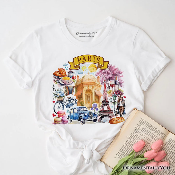 Artistic Paris Culture and Landmarks T-Shirt, Classical France Tee and Souvenir T-Shirts OrnamentallyYou White XS 