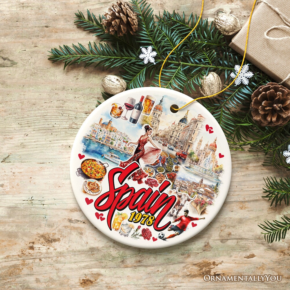 Artistic Spain Cultural Heritage and Landmarks Ornament, Christmas Tree Decor and Keepsake Ceramic Ornament OrnamentallyYou 