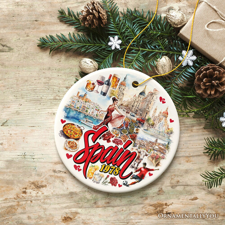 Artistic Spain Cultural Heritage and Landmarks Ornament, Christmas Tree Decor and Keepsake Ceramic Ornament OrnamentallyYou 