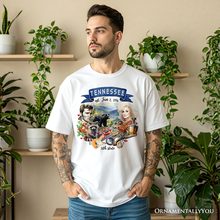 Artistic Tennessee State Themes and Landmarks T-Shirt, Tee for History and Travel Lovers
