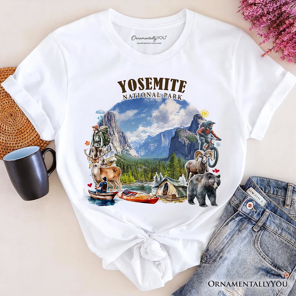Artistic Yosemite National Park T-Shirt, California Hikers Travel Tee and Souvenir T-Shirts OrnamentallyYou White XS 
