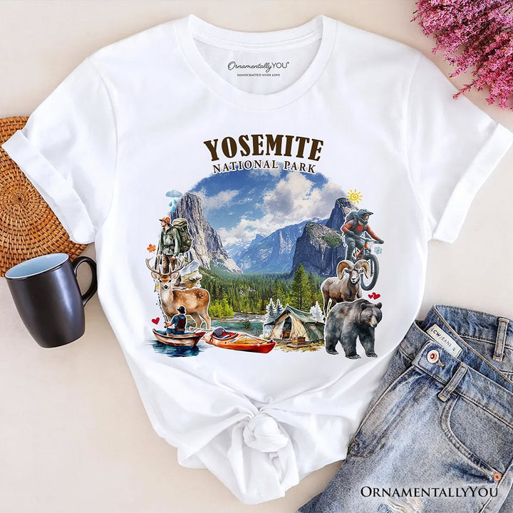 Artistic Yosemite National Park T-Shirt, California Hikers Travel Tee and Souvenir T-Shirts OrnamentallyYou White XS 