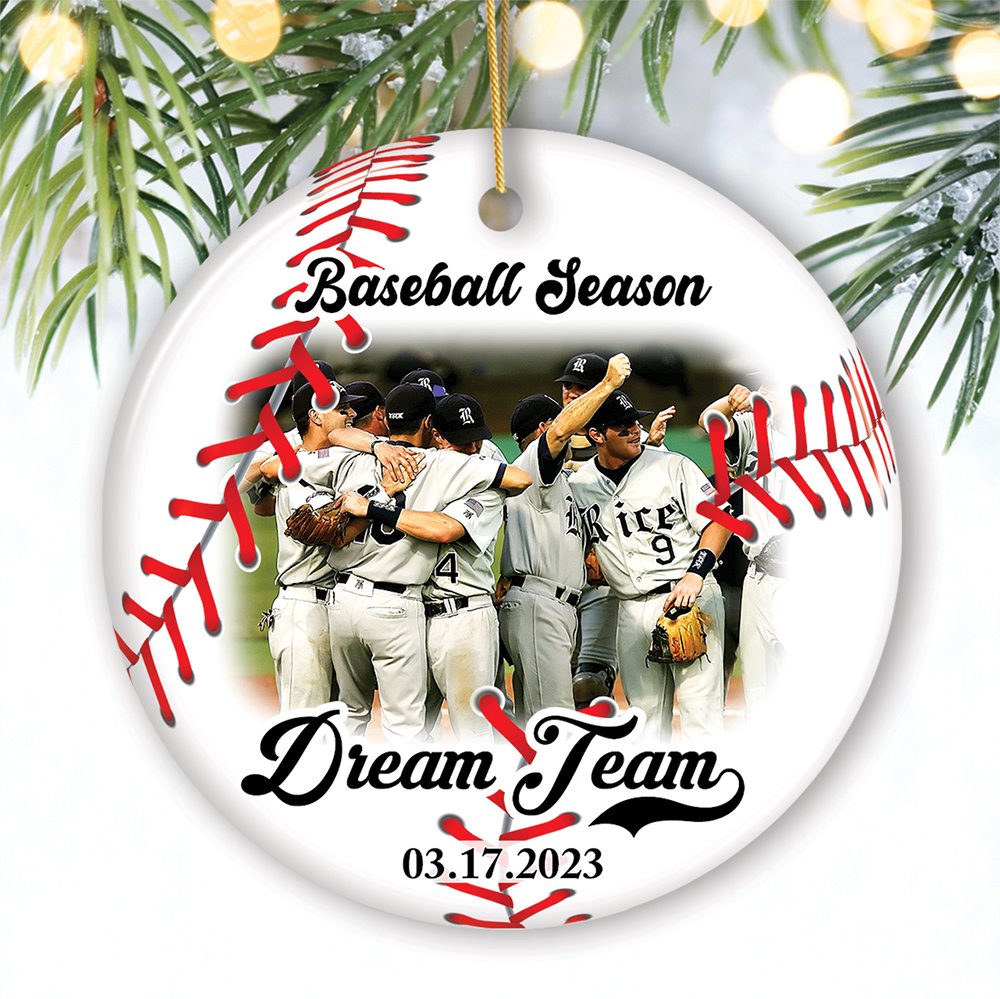 Baseball Personalized Picture Ornament Gift, Photo Upload Team, Player and Coaches Gift Ceramic Ornament OrnamentallyYou 