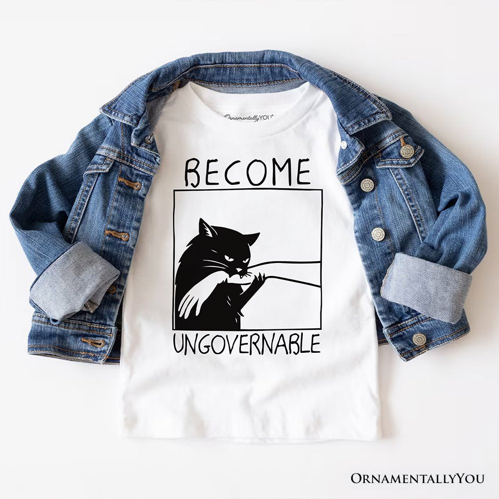 Become Ungovernable Black Cat T-Shirt, Bites Hand Humorous Meme Tee T-Shirts OrnamentallyYou White XS 