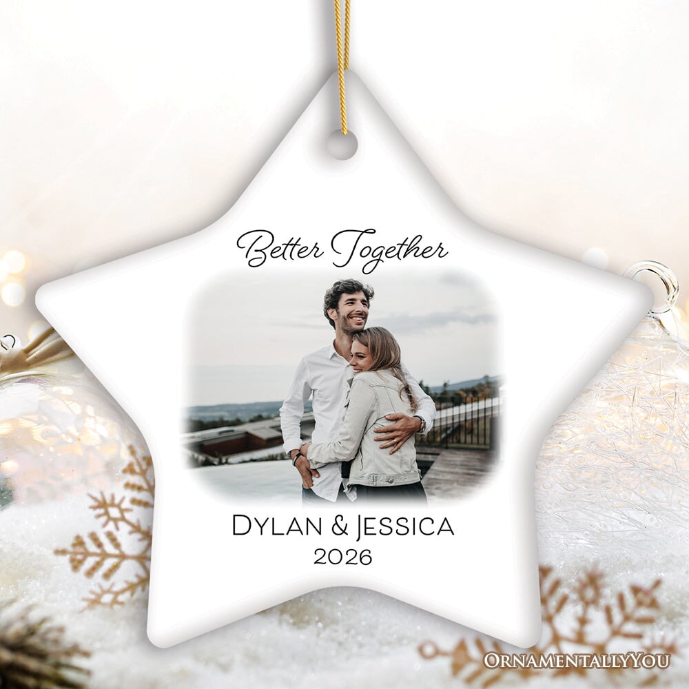 Better Together Photo Upload Keepsake Christmas Ornament Ceramic Ornament OrnamentallyYou Star 