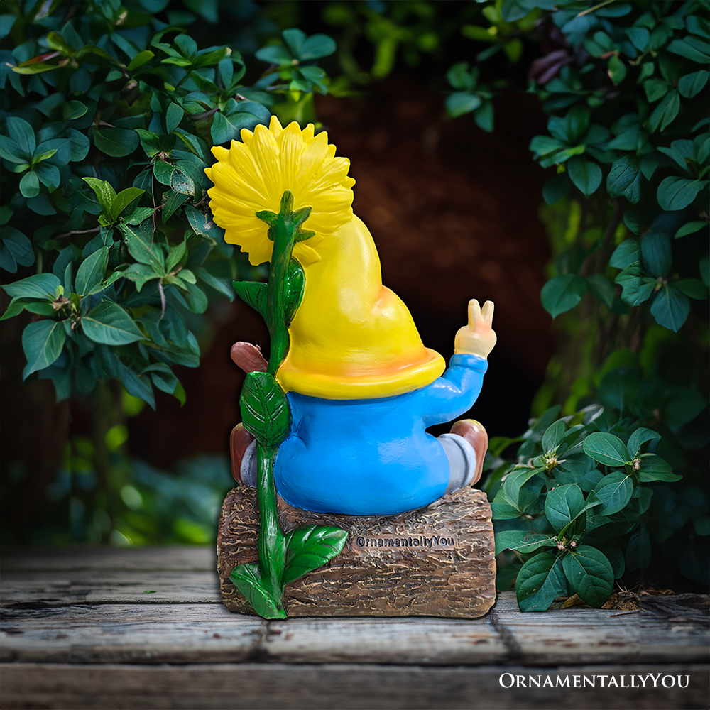 (Pre-Order) Bloom with Joy Sunflower Gnome 10" Garden Statue Figurine with Guitar, Spring and Summer Home Decoration