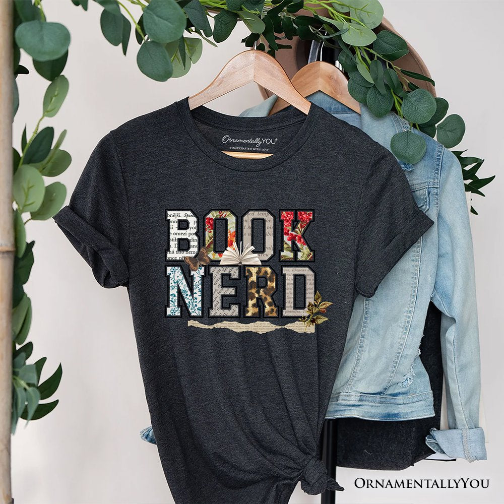Book Nerd Collage Retro T-Shirt, Bookish Booktok Librarian Tee T-Shirts OrnamentallyYou Dark Gray XS 