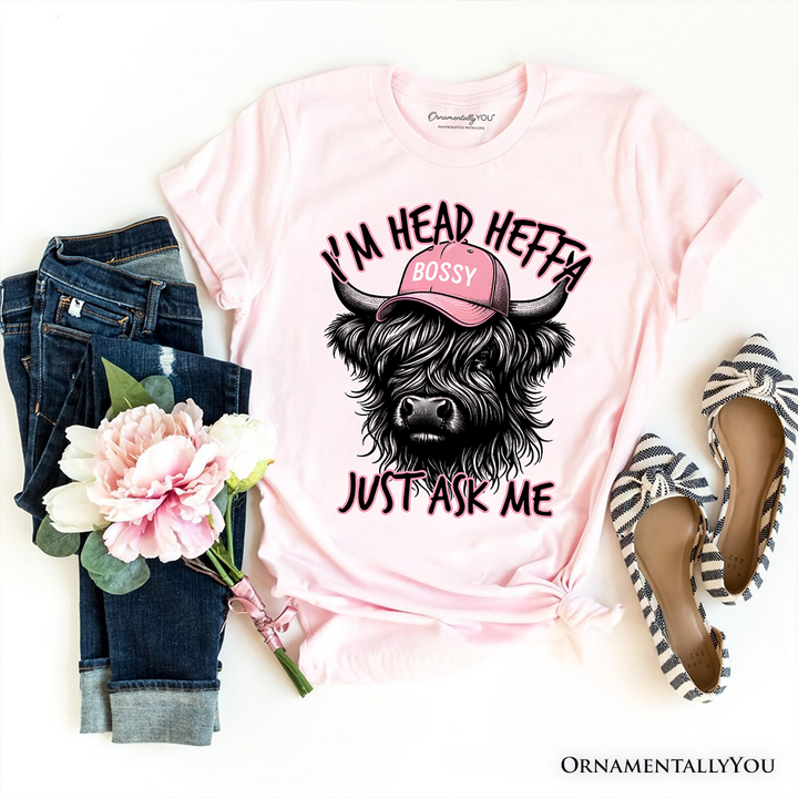 Bossy Highland Cow T-Shirt, Head Heifer Funny Western Tee