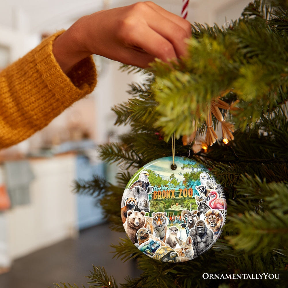 Bronx Zoo Animal Collage Ceramic Ornament, New York City Traveler Souvenir Ceramic Ornament OrnamentallyYou 