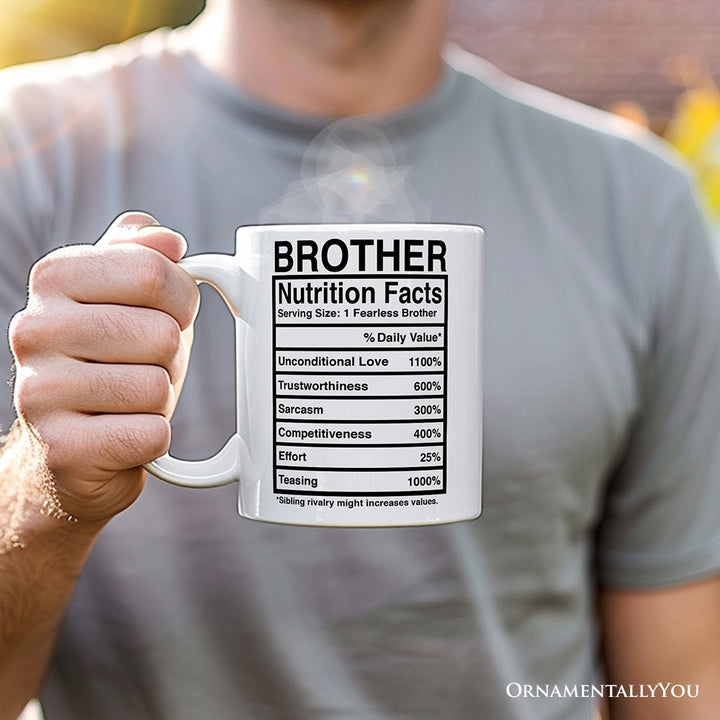 Brother Nutrition Facts Personalized Mug, Birthday Gift With Custom Names and Percentages Personalized Ceramic Mug OrnamentallyYou 