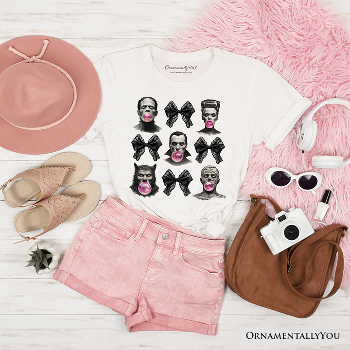 Bubblegum Classic Monster T-Shirt, Funny Coquette Bow Tee with Retro Style