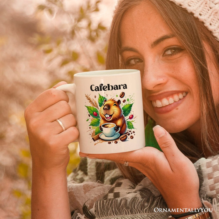 Cafebara Personalized Mug, Coffee and Capybara Lover Gift With Custom Name Personalized Ceramic Mug OrnamentallyYou 