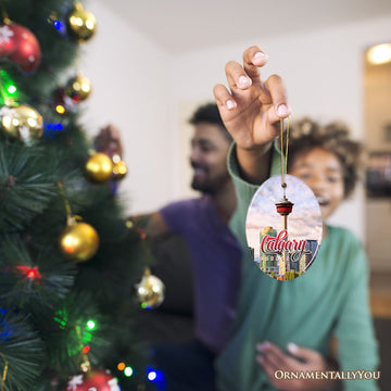 Calgary Tower Art Ornament, Canada Christmas Gift Ceramic Ornament OrnamentallyYou 