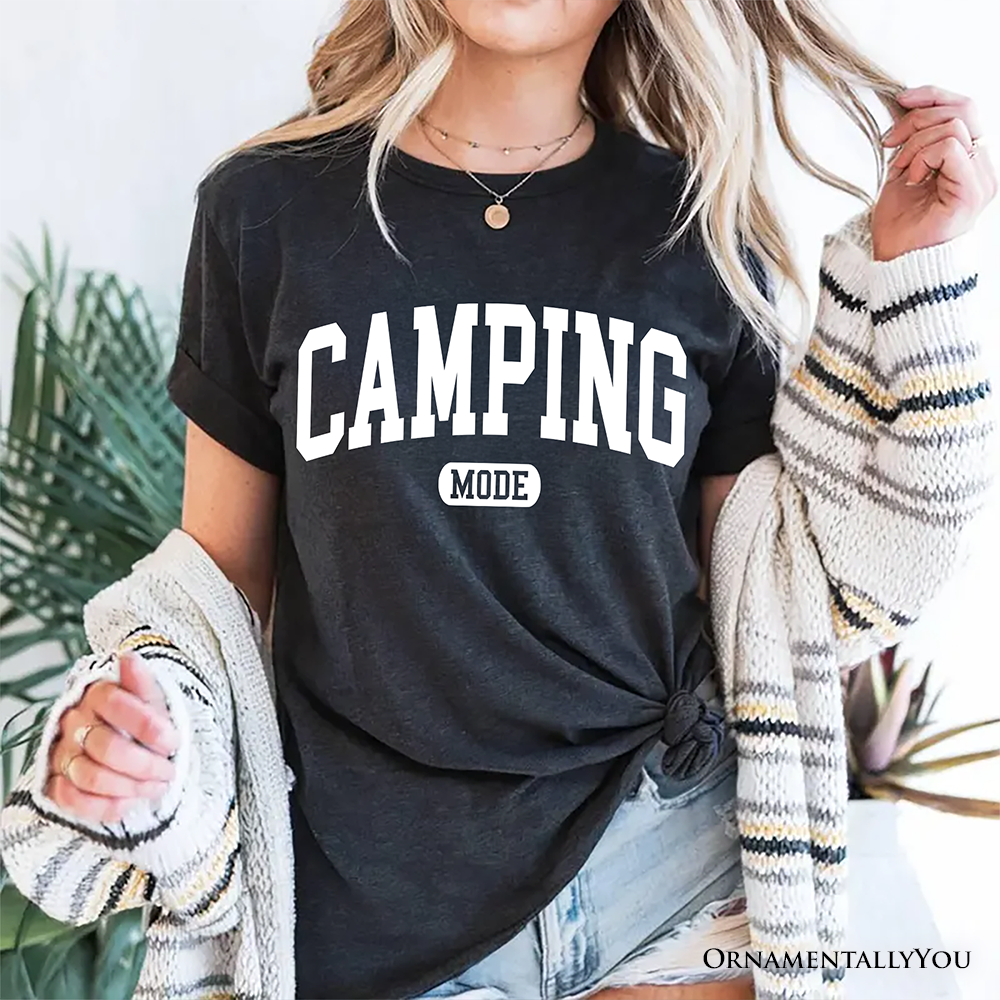 Camping Mode Varsity T-Shirt, Minimalist Outdoors Tee