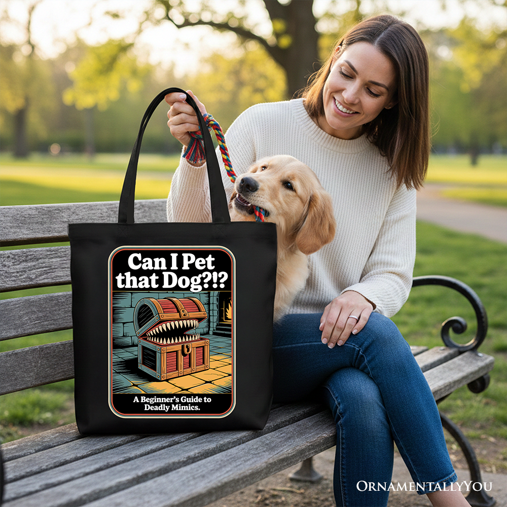 Can I Pet That Dog Retro Tote Bag, Vintage Meme Humor