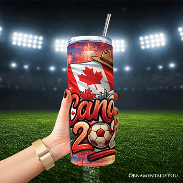 Canada 2026 Soccer Cup Global Championship 20oz Tumbler With Lid and Stainless Steel Straw, Fans Football Gift Cup Tumbler OrnamentallyYou 