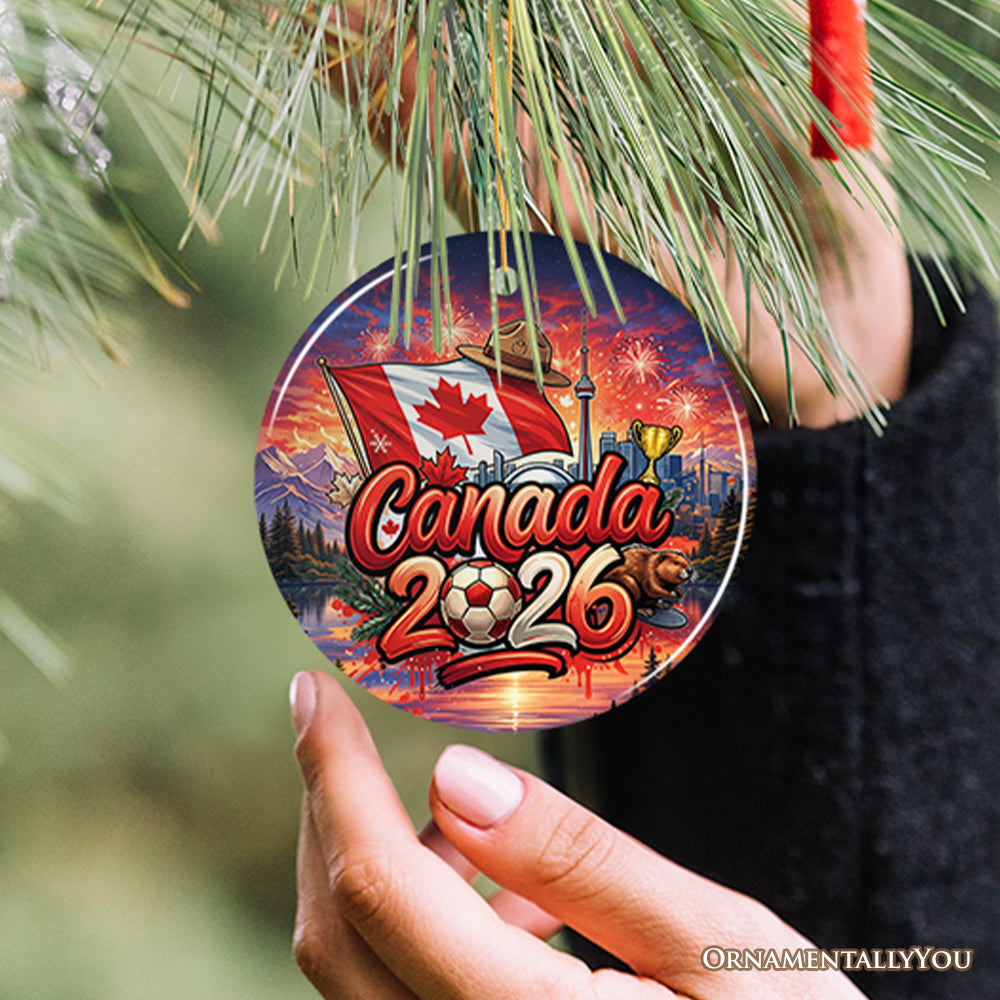 Canada 2026 Soccer Cup Global Championship Ornament, Fans Football Gift and Tree Decor